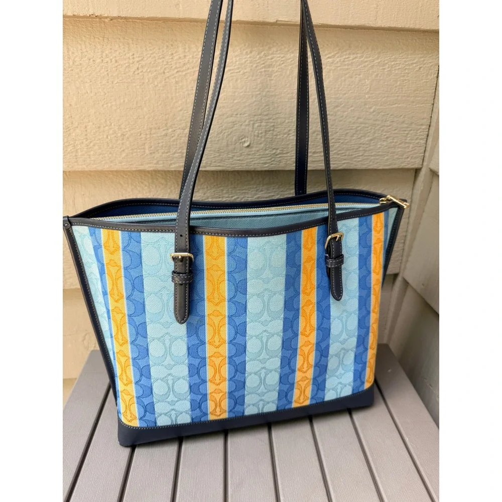 Coach Mollie Tote 25 Signature Canvas Varsity Stripe C4088 - BD